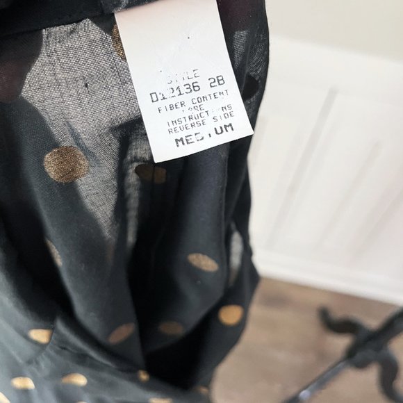 Vintage Dotti | Black Gold Polka Dot Oversized Blouse Tunic Dress | M - Picture 10 of 11